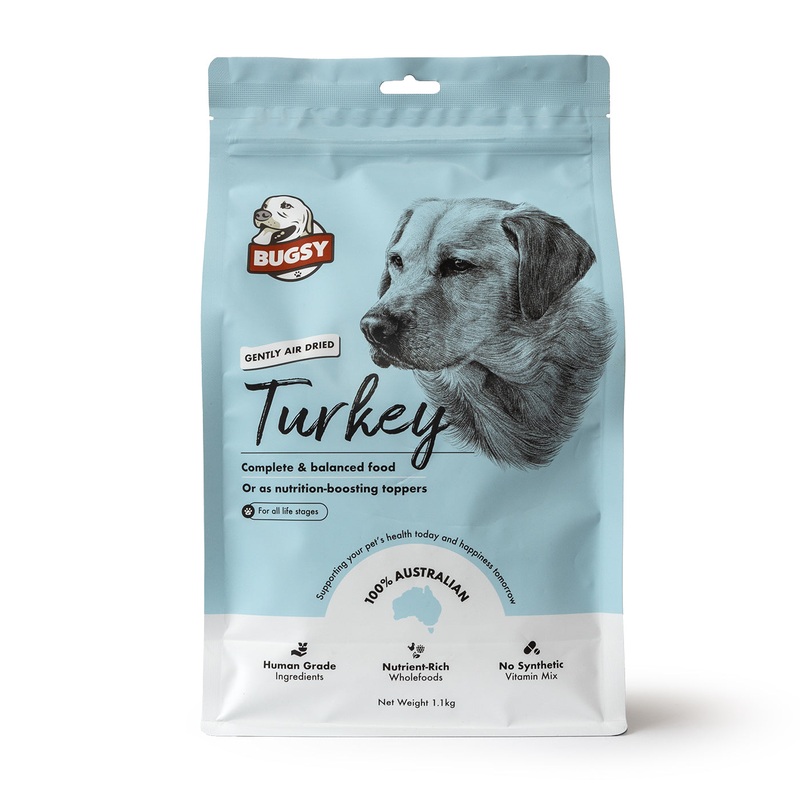 Bugsy Turkey Air Dried Raw Dog Food 1.1kg ^._.^