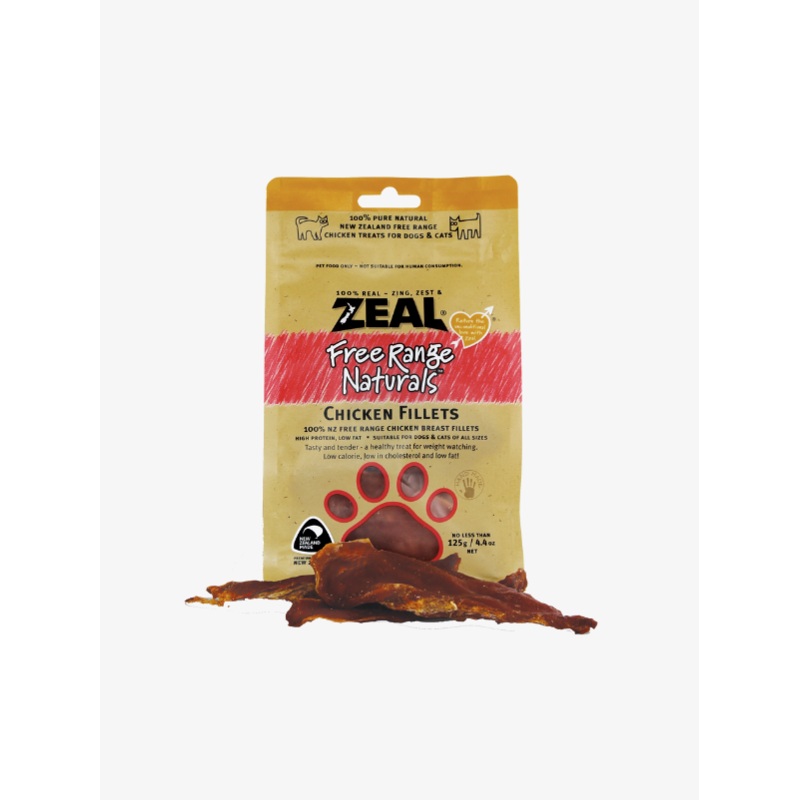 Zeal Free Range Air Dried Chicken Fillets Cat and Dog Treats 125g