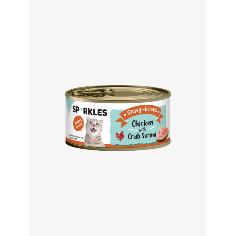 Sparkles Gravy-licious Chicken with Crab Surimi Canned Wet Cat Food 80g