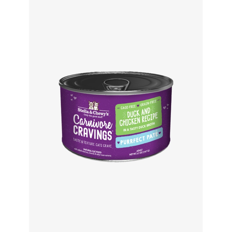 Stella & Chewy Carnivore Cravings Purrfect Pate Canned Food for Cats (Duck & Chicken in Broth) 5.2 oz
