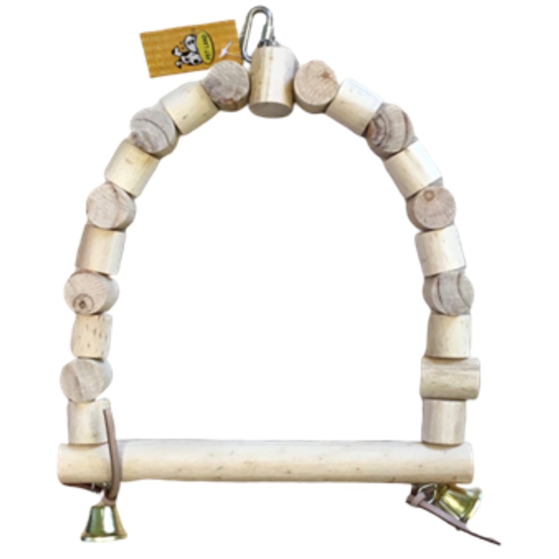 WOODEN BIRD SWING/BELLS|35x30x4cm