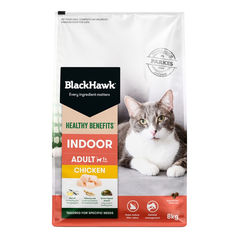 Black Hawk Healthy Benefits Indoor Chicken Cat Dry Food 8kg ^._.^
