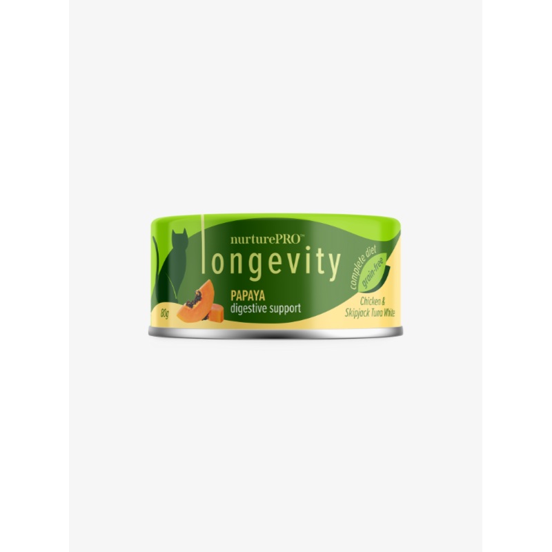 NurturePRO Longevity Chicken & Skipjack Tuna Wet Cat Food (80g x 24) (Papaya)