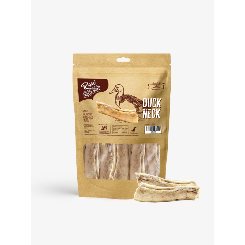 Absolute Bites Raw Freeze Dried Raw Duck Neck Dog Treats 80g