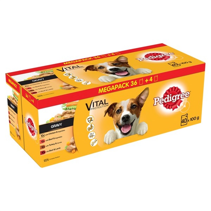 PEDIGREE Adult Dog Pouches Mixed Selection in Gravy 40 for 36x100g Mega Pack