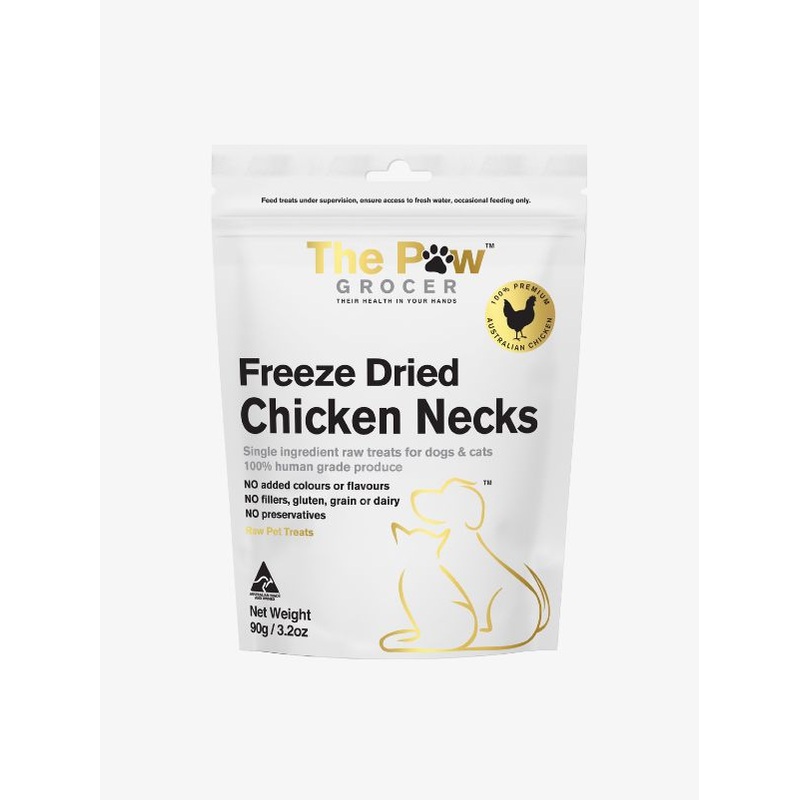 The Paw Grocer  Freeze Dried Chicken Necks Cat & Dog Treats 90g