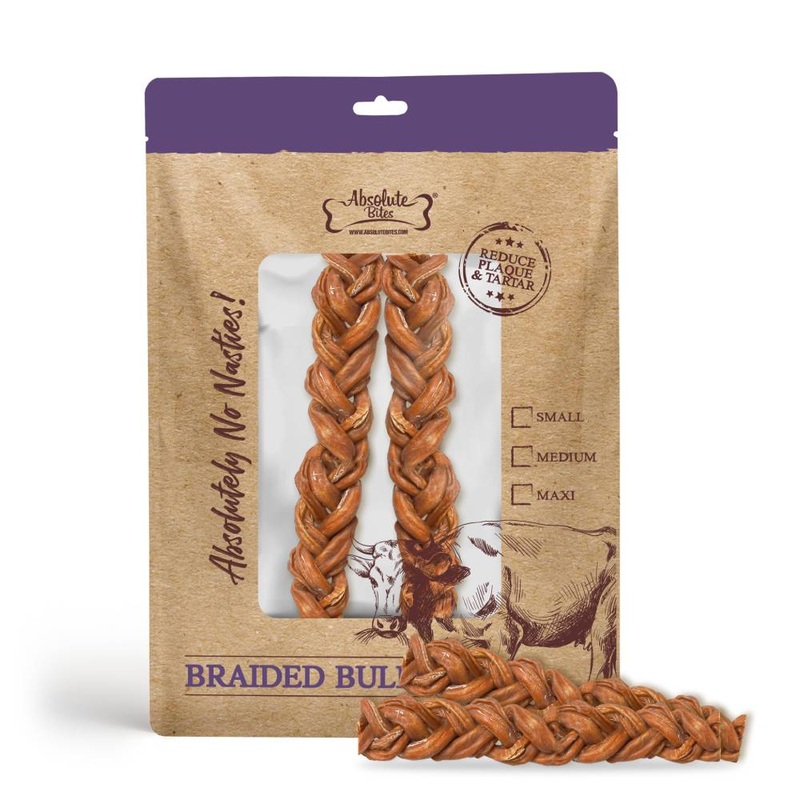 Absolute Bites Braided Bully Stick – Medium 2pcs
