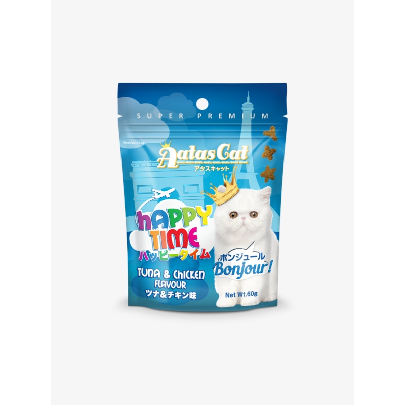 Aatas Cat Happy Time Bonjour Tuna & Chicken Flavour Cat Treats 60g