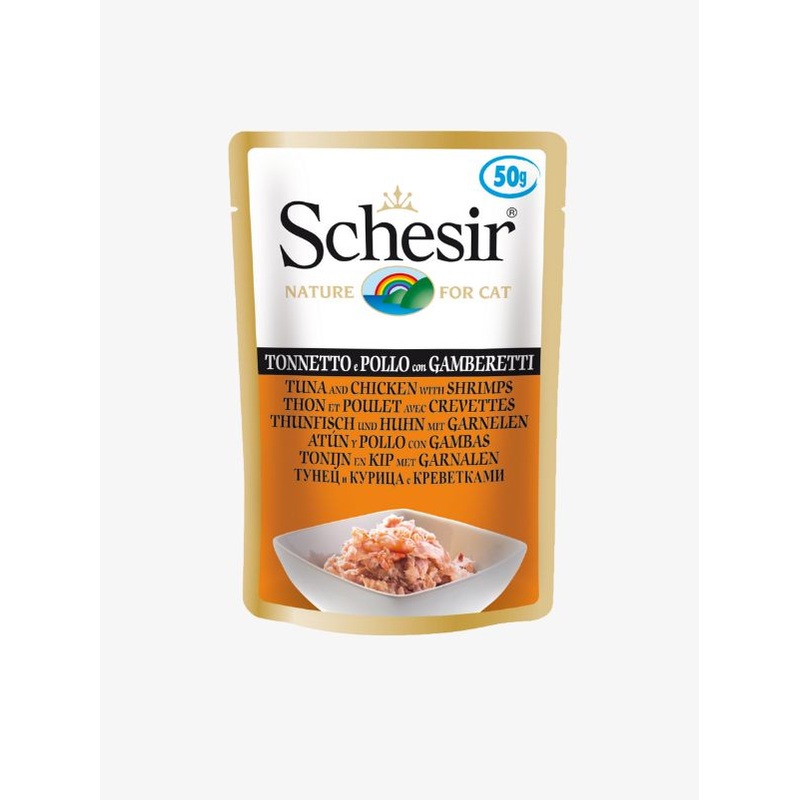 Schesir Cat Food Pouch  Tuna and Chicken with Shrimps 50g