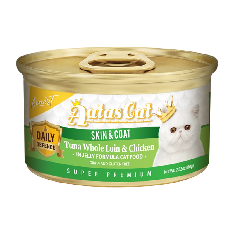Aatas Cat Finest Daily Defence Skin & Coat – Tuna Whole Loin & Chicken in Jelly Formula 80g