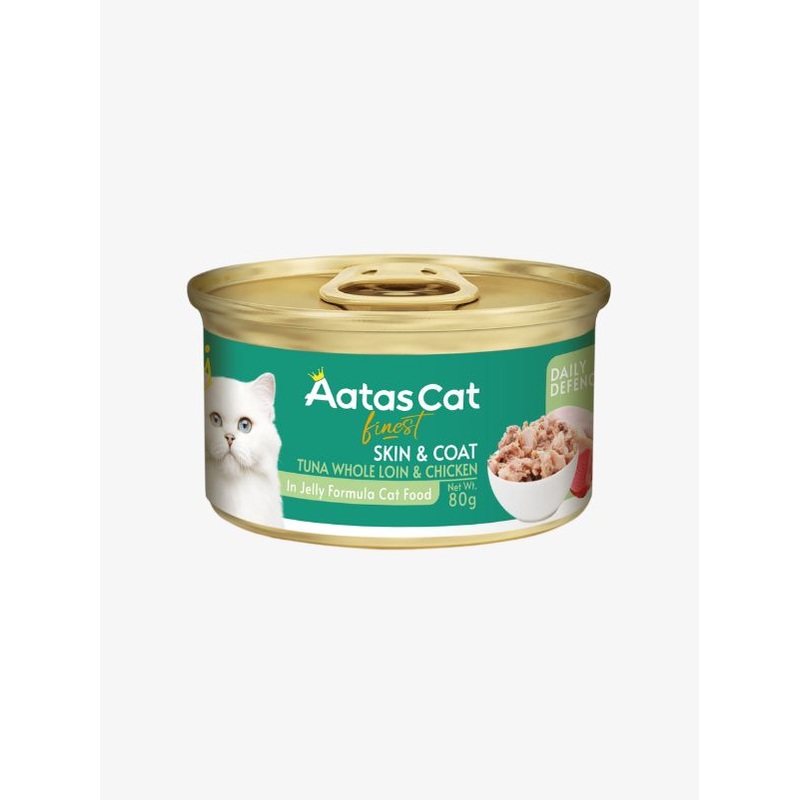 Aatas Cat Finest Daily Defence Skin & Coat Tuna Whole Loin & Chicken in Jelly Formula 80g
