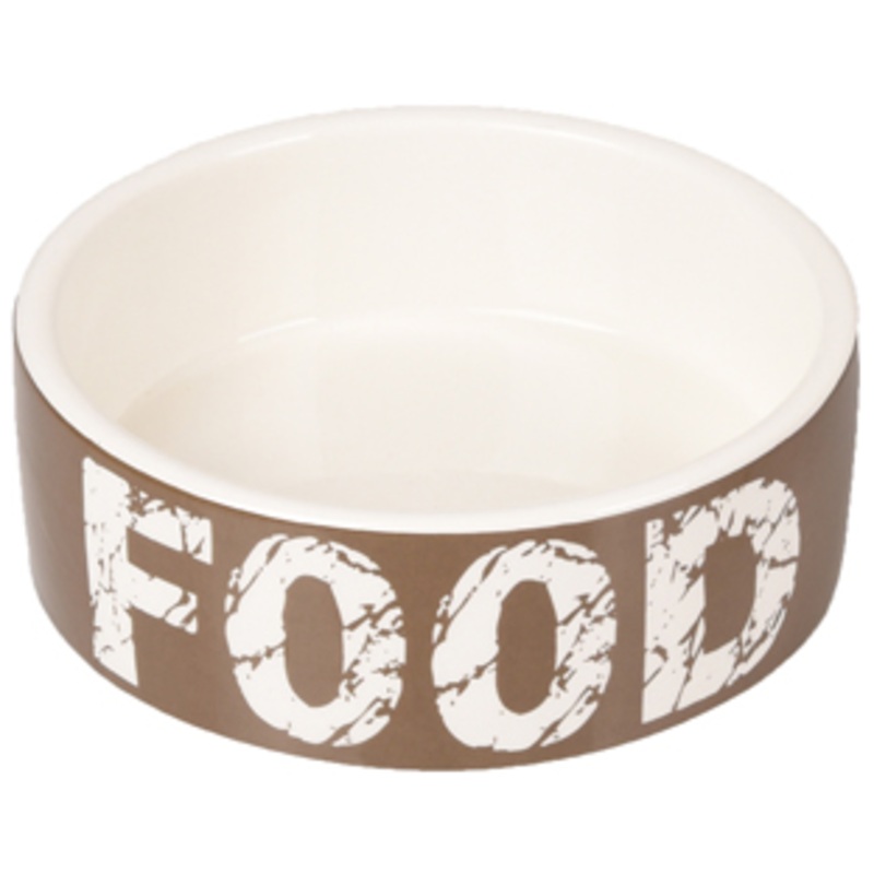 BOWL DOG KYRA CERAMIC TAUPE/WHITE