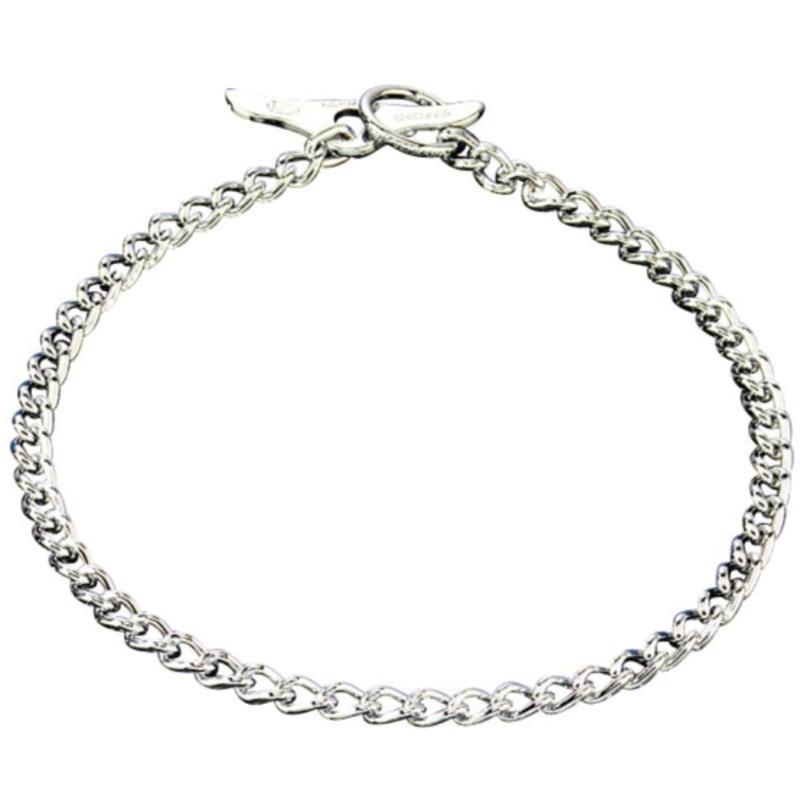 TOGGLE CLASP NECKLACE, ROUND LINKS-chromed steel