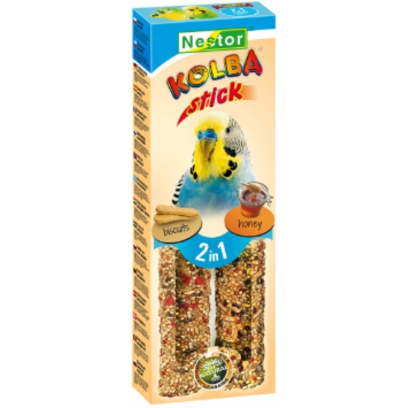2x BUDGIE STICKS 2 IN 1 BISCUIT / HONEY 85G