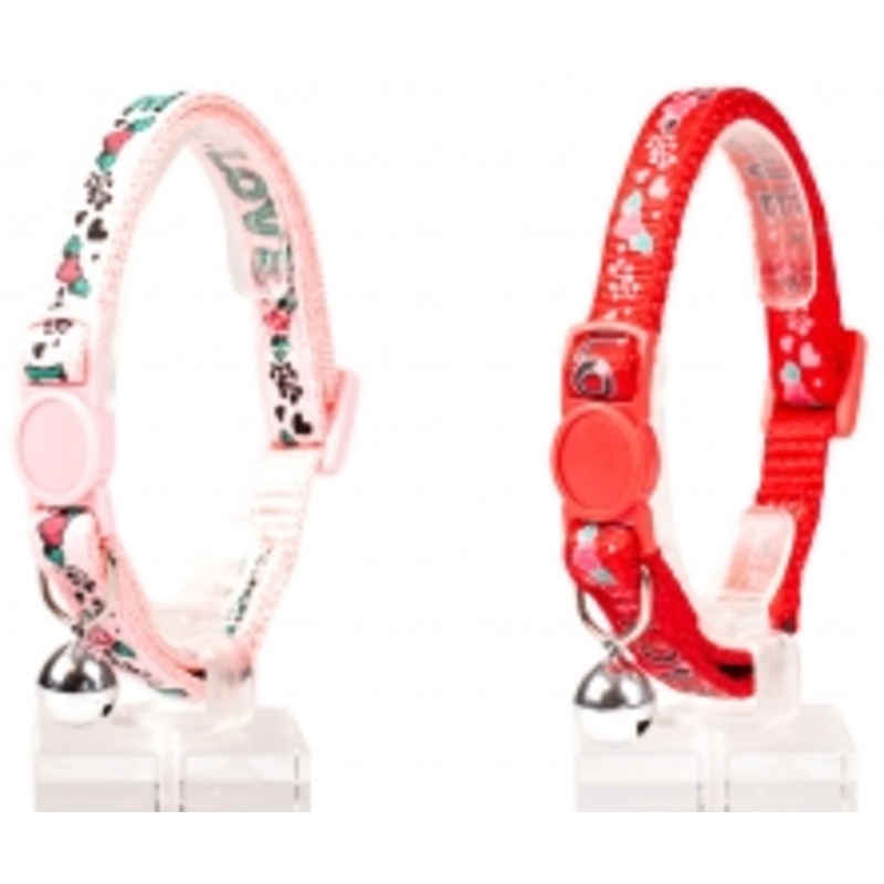 CAT COLLAR LOVE NYLON|PINK|RED